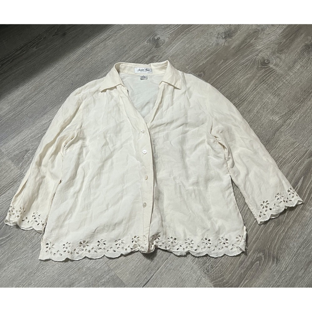 Judith Hart Silk Blouse Button Down Size 12 Career Wear Business